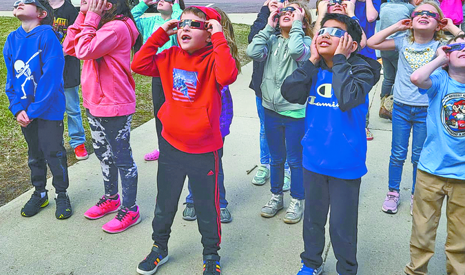 SUBMITTED PHOTO
Elementary students at Truman Public School looked to the sky during the total solar eclipse, which in Minnesota was partial.