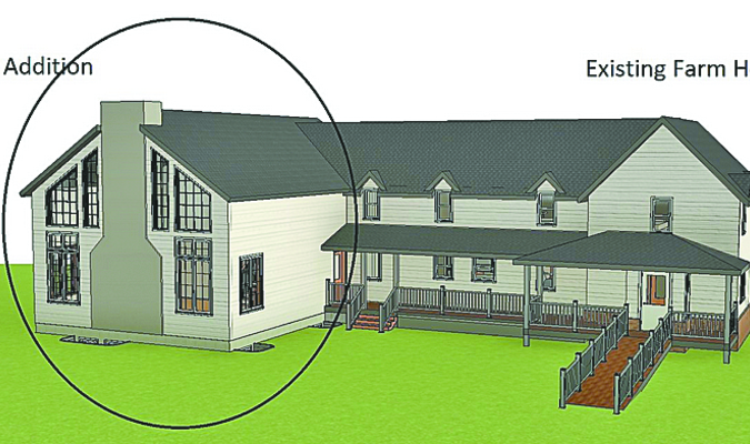 SUBMITTED PHOTO
This drawing shows the addition and wheelchair accommodations to the farm house purchased for the military sober home.