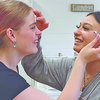 SUBMITTED PHOTOS
Addi Wiederhoeft, left, and Marley Perales apply makeup to simulate trauma wounds as part of a seminar on drama and makeup artistry.